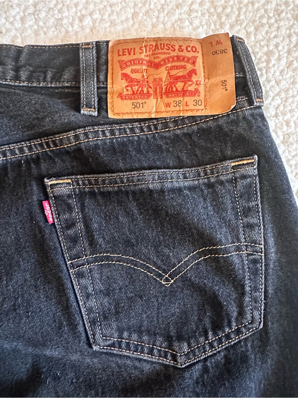 Levi's Black Straight-Leg 501 Jeans with Signature Red Tab